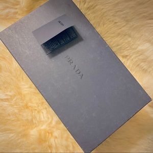 Prada shoe box with authenticity card. Dark grey.